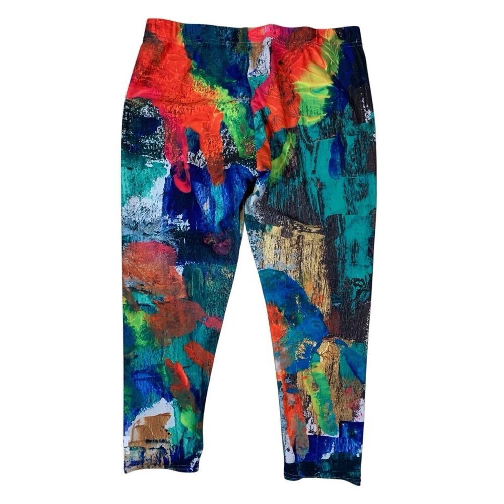 Art From‎ The Streets XL Abstract Paint Print High Waist Stretch Leggings Bold - Picture 3 of 4